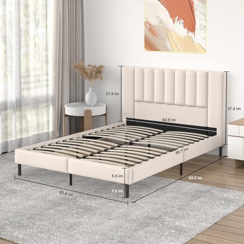 Latitude Run® Platform Bed Frame with Tufted Upholstered Headboard